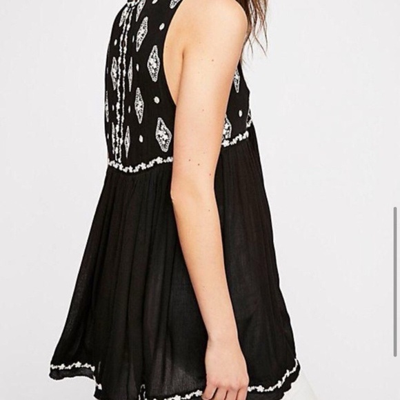 Free People Black Diamond Embroidered Sleeveless Tunic Top Size  XS - Picture 5 of 11